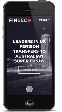 iPhone with responsive Finsec PTX website designed by Hannah Sutton
